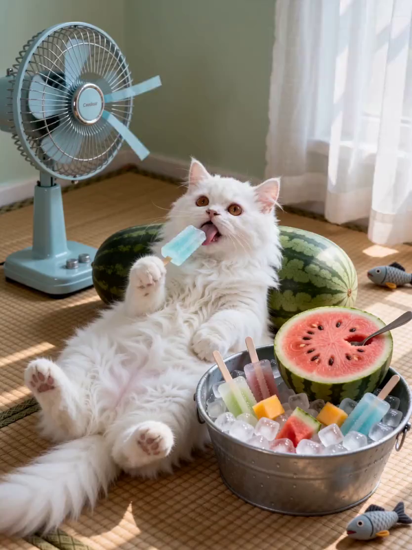 夏日仰躺吃冰 AI视频模板效果预览